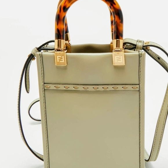 Fendi Mini Tote in Beige with Tortoiseshell Handles - Picture 2 of 3